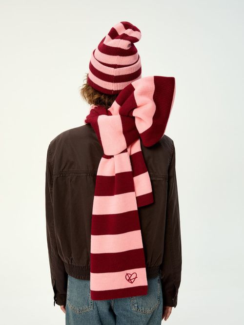 Шарф Kraizy Stripes в полоску бургунди / роза